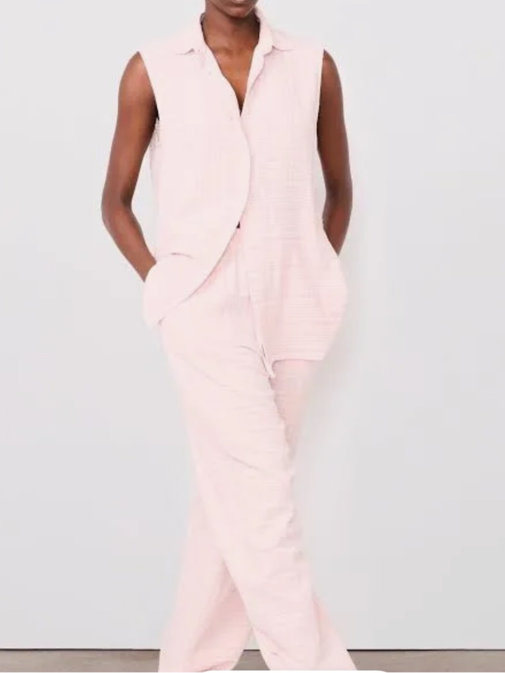 Officine Generale NWT ISYPastel Pink Sleeveless Top M & Wide-Leg 38 2 Piece Set
